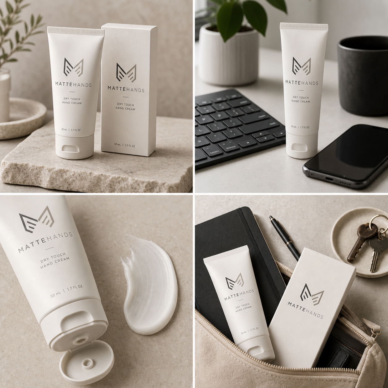 MatteHands dry touch hand cream in everyday routine scenes
